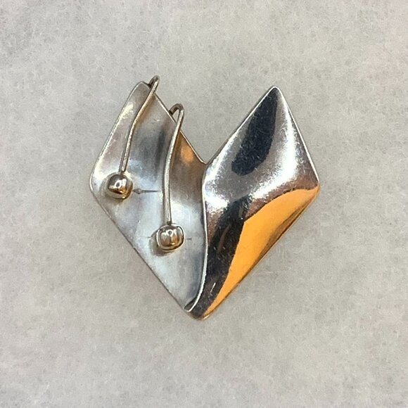 TAXCO Modernist Heart Brooch by Melicio Rodriguez Vtg 925 Sterling Silver Rare - Picture 4 of 7